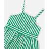 Cotton Sundress, Green Stripes - Dresses - 3