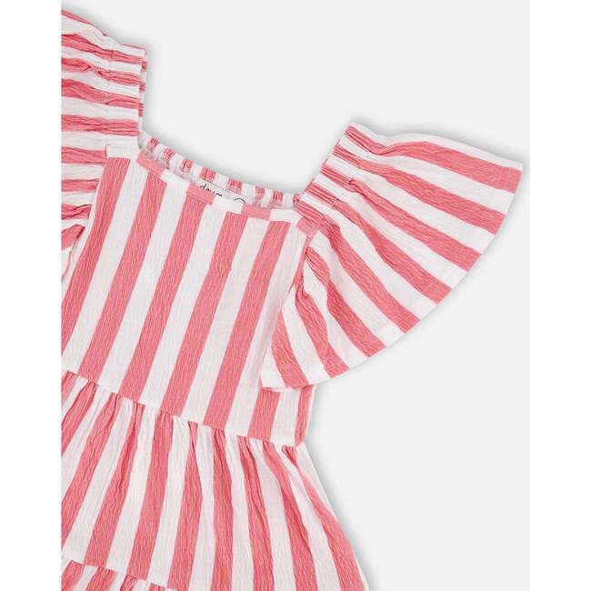 Crinkle Jersey Dress, White & Pink Stripes - Dresses - 4