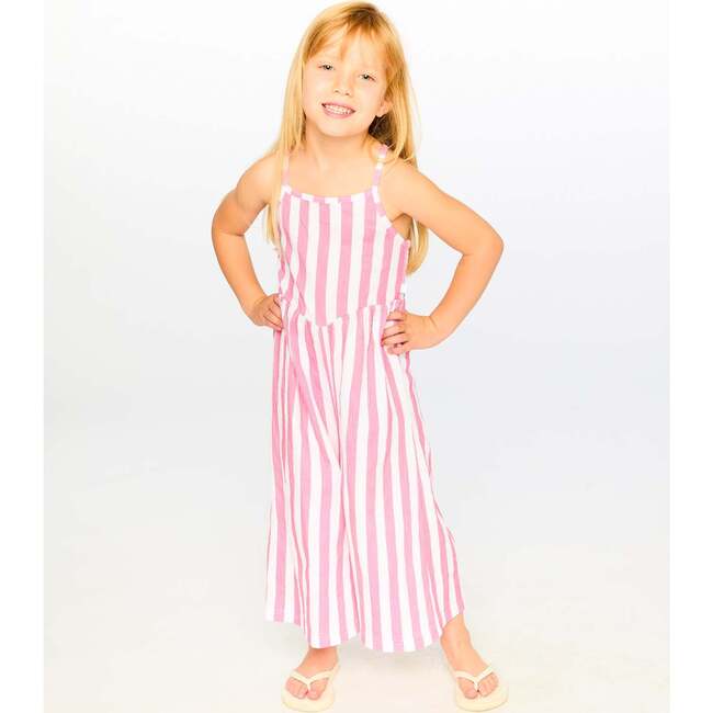 Crinkle Jersey Jumpsuit, White & Pink Stripes - Jumpsuits - 4