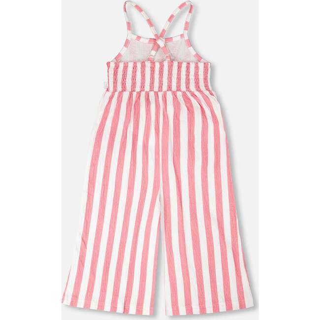 Crinkle Jersey Jumpsuit, White & Pink Stripes - Jumpsuits - 5