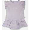 Cotton Rib Jersey Romper With Frill, Lilac - Rompers - 1 - thumbnail