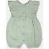Cotton Pointelle Jersey Romper With Frills, Green - Rompers - 1 - thumbnail