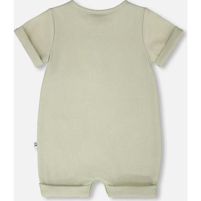 Cotton Rib Romper, Sage Green - Rompers - 3