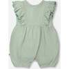 Cotton Pointelle Jersey Romper With Frills, Green - Rompers - 2
