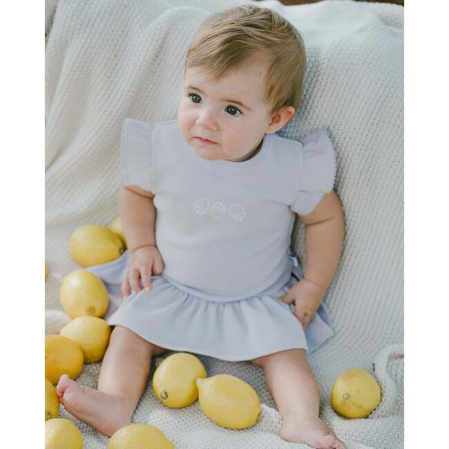 Cotton Rib Jersey Romper With Frill, Lilac