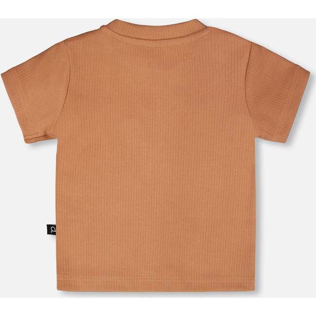 Cotton Rib Jersey T-Shirt And Organic Cotton Jersey Short Set, Caramel & Beige Zebra Print - Mixed Apparel Set - 3