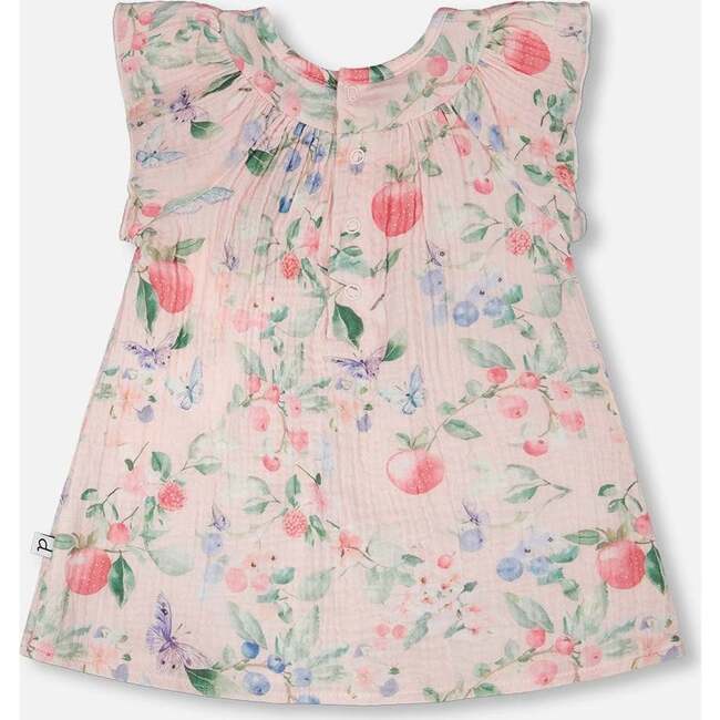 Cotton Muslin Dress And Bloomer Set, Pink Printed Berries