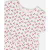 Cotton Rib Dress, White With Cherry Print - Dresses - 3