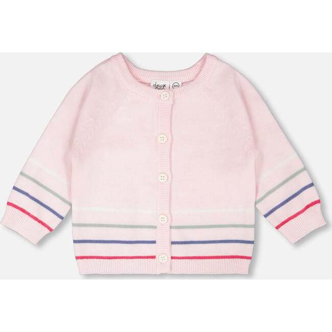 Cotton Knit Button Front Cardigan, Light Pink