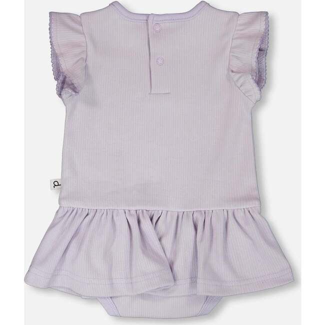 Cotton Rib Jersey Romper With Frill, Lilac - Rompers - 3