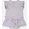 Cotton Rib Jersey Romper With Frill, Lilac - Rompers - 3