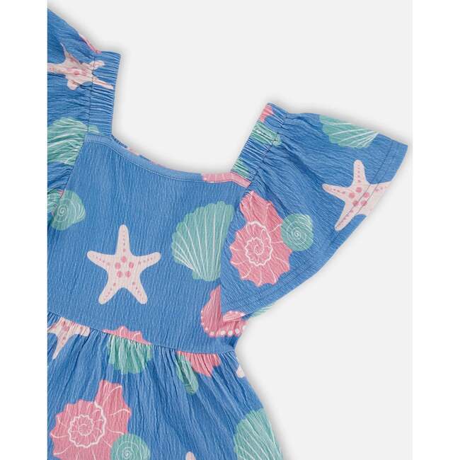 Crinkle Jersey Dress, Blue Seashell Print - Dresses - 6