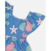 Crinkle Jersey Dress, Blue Seashell Print - Dresses - 6