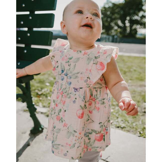 Cotton Muslin Tunic And Rib Jersey Leggings Set, Pink Printed Berries & Lilac