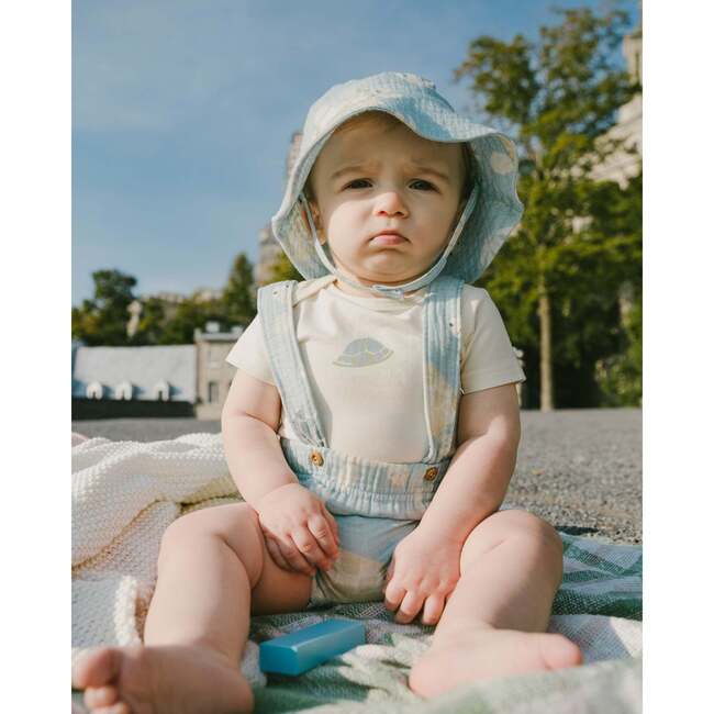 Cotton Muslin Hat, Blue Turtle Print