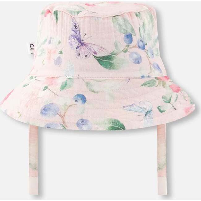 Cotton Muslin Hat, Pink Printed Berries