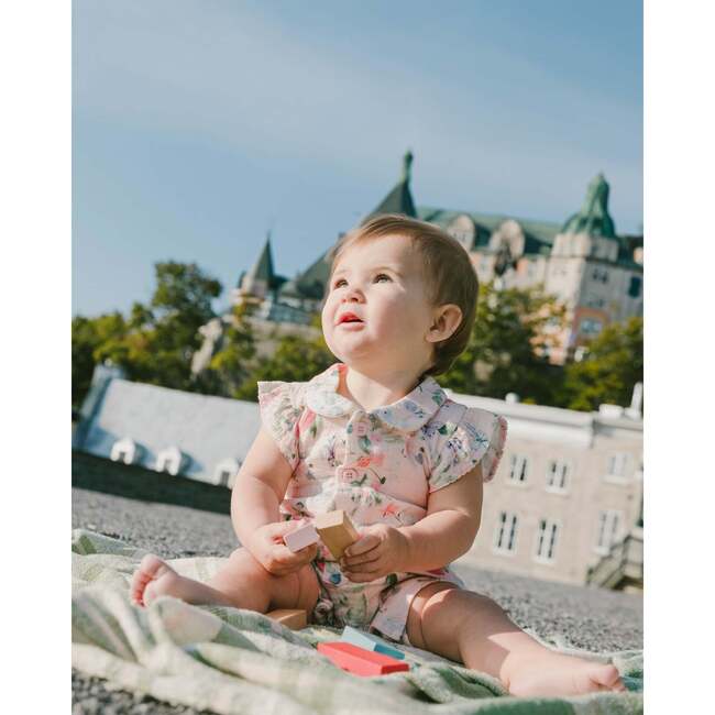 Cotton Muslin Romper, Pink Printed Berries