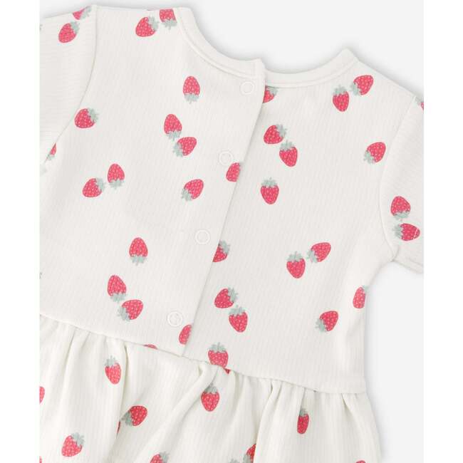 Cotton Rib Jersey Top And Short Set, White Printed Strawberries - Mixed Apparel Set - 5