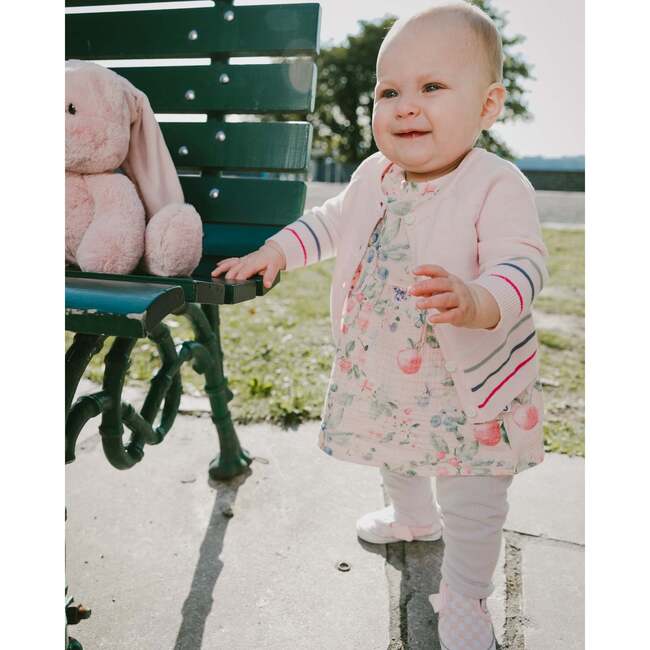 Cotton Muslin Tunic And Rib Jersey Leggings Set, Pink Printed Berries & Lilac - Mixed Apparel Set - 3
