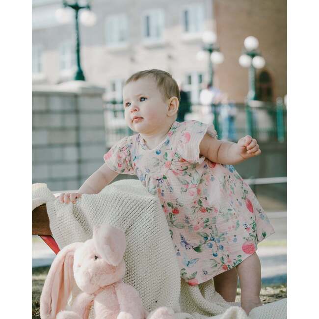 Cotton Muslin Dress And Bloomer Set, Pink Printed Berries