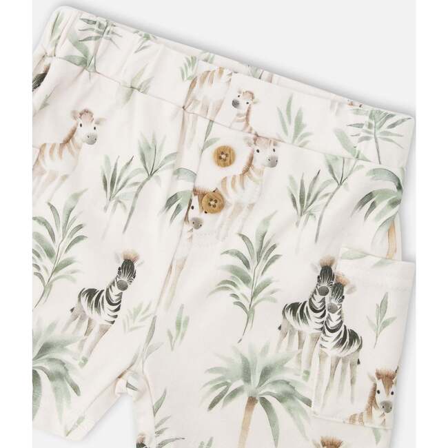 Cotton Rib Jersey T-Shirt And Organic Cotton Jersey Short Set, Caramel & Beige Zebra Print - Mixed Apparel Set - 5