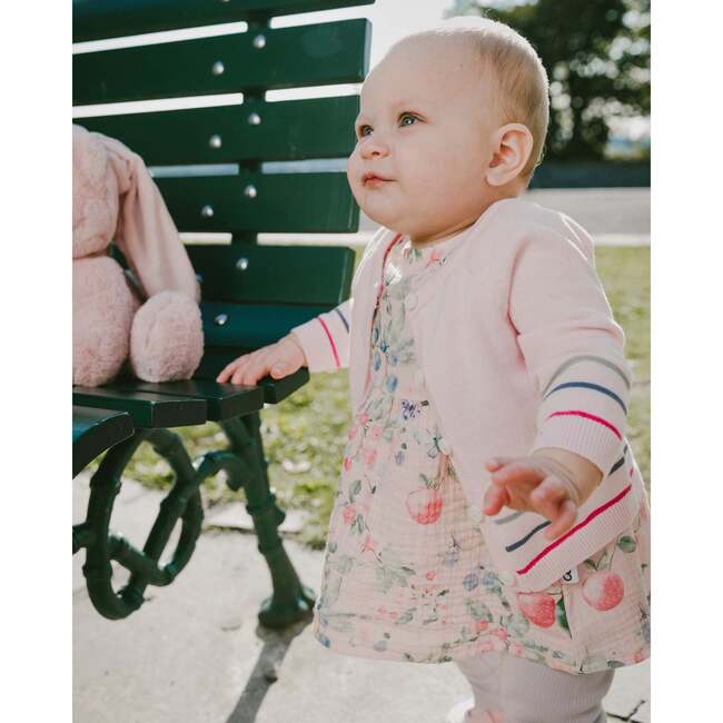 Cotton Knit Button Front Cardigan, Light Pink