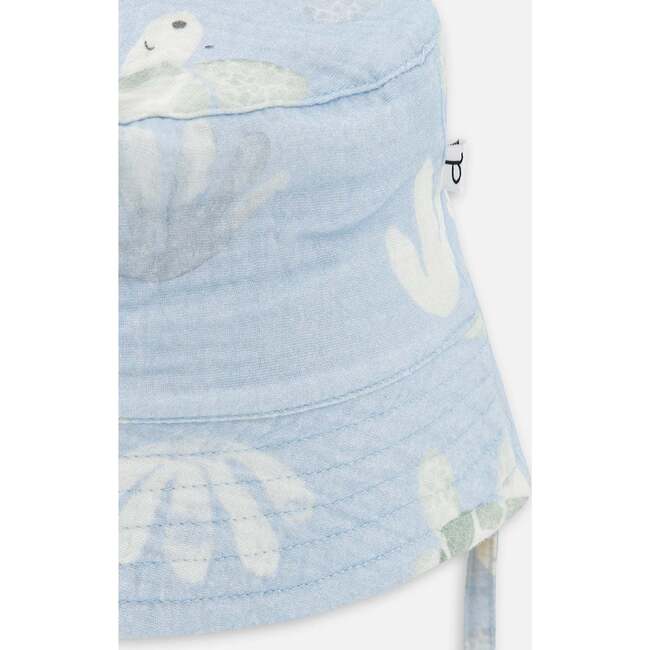 Cotton Muslin Hat, Blue Turtle Print - Sun Hats - 4