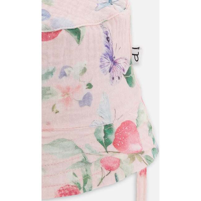 Cotton Muslin Hat, Pink Printed Berries - Sun Hats - 3