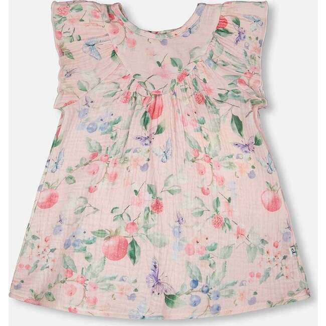 Cotton Muslin Dress And Bloomer Set, Pink Printed Berries - Dresses - 3