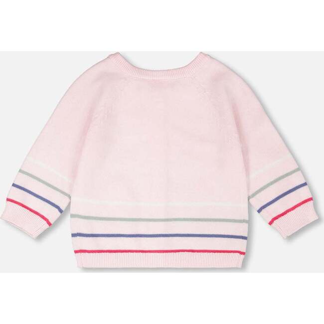 Cotton Knit Button Front Cardigan, Light Pink - Cardigans - 3