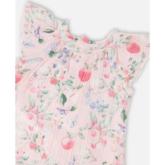 Cotton Muslin Dress And Bloomer Set, Pink Printed Berries - Dresses - 4