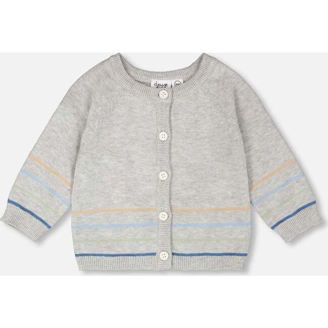 Cotton Knit Button Front Cardigan, Light Heather Grey