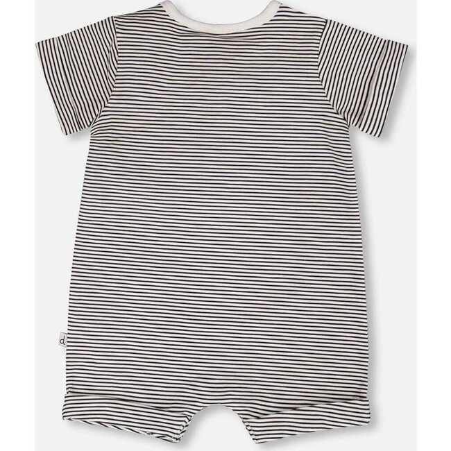 Cotton Jersey Romper, Black & Off White Stripes