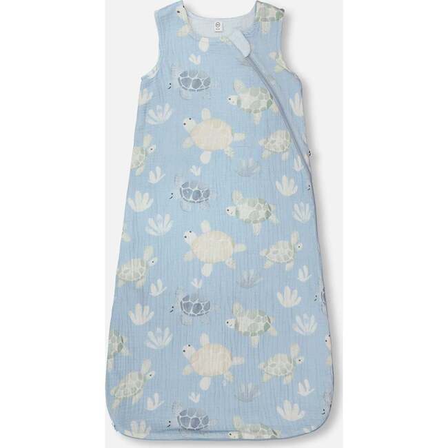 Cotton Jersey Muslin Sleep Sack, Blue Turtle Print