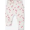 Cotton Jersey Evolutive Pants, White Printed Strawberries - Pants - 1 - thumbnail