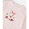 Cotton Jersey Top And Pants Set, White & Pink Stripes - Mixed Apparel Set - 4