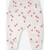 Cotton Jersey Evolutive Pants, White Printed Strawberries - Pants - 2
