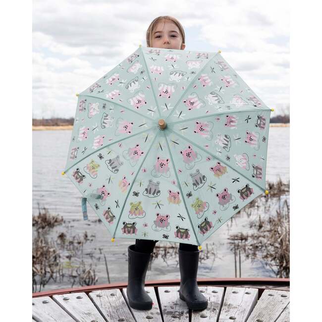 Color-Changing Umbrella Green Frog Print, Green With Frog Print