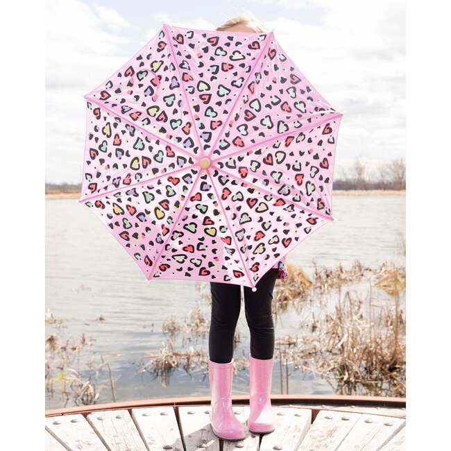 Color-Changing Umbrella Pink Hearts Print, Rose Printed With Hearts - Umbrellas - 3