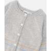 Cotton Knit Button Front Cardigan, Light Heather Grey - Cardigans - 3 - thumbnail