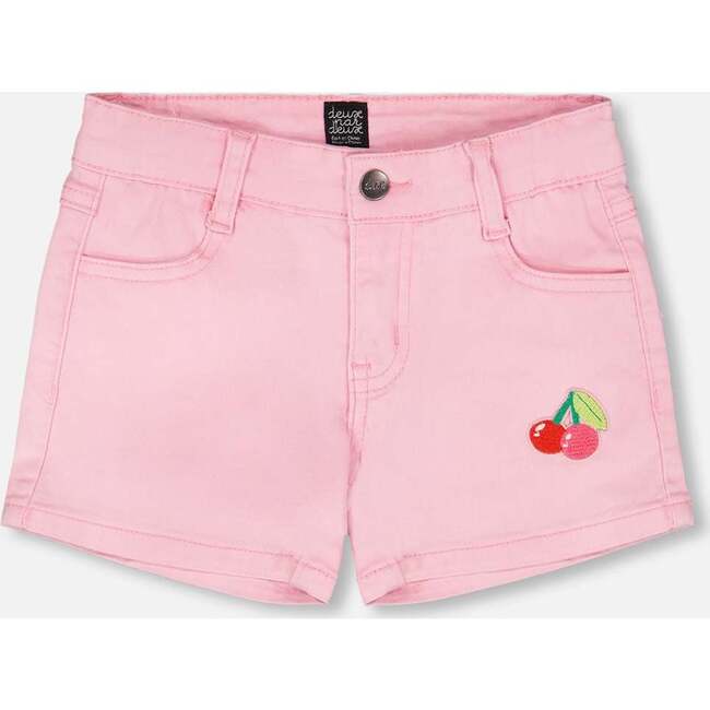 Denim Shorts With Embroidery, Pink