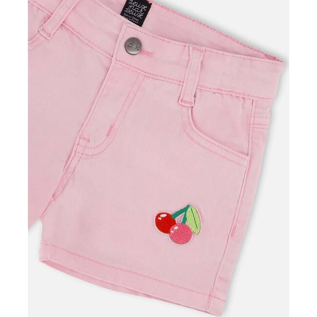 Denim Shorts With Embroidery, Pink - Shorts - 4