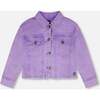 Denim Jacket With Embroidery, Mauve - Jackets - 1 - thumbnail