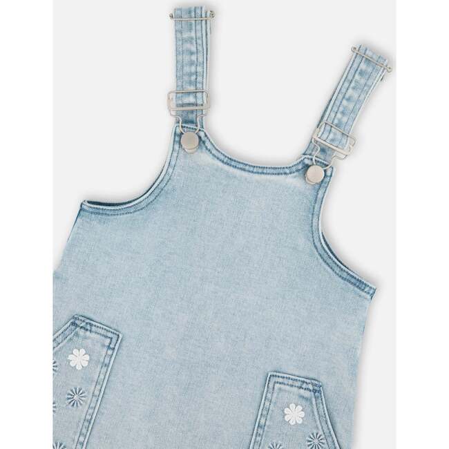 Denim Overall Dress, Light Blue Denim - Dresses - 4
