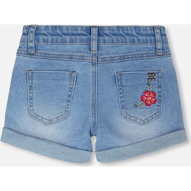 Denim Shorts With Embroidery, Light Blue Denim - Shorts - 3