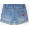 Denim Shorts With Embroidery, Light Blue Denim - Shorts - 3 - thumbnail