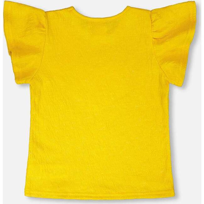 Crinkle Jersey Top, Yellow - T-Shirts - 3