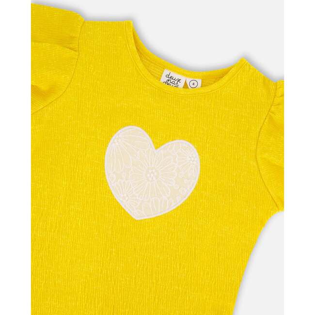 Crinkle Jersey Top, Yellow - T-Shirts - 4