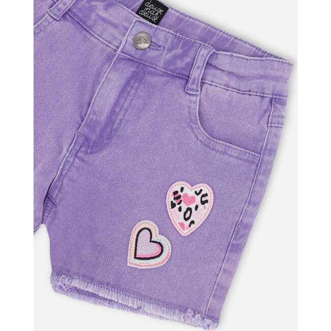Denim Shorts With Embroidery, Mauve - Shorts - 5
