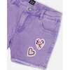 Denim Shorts With Embroidery, Mauve - Shorts - 5